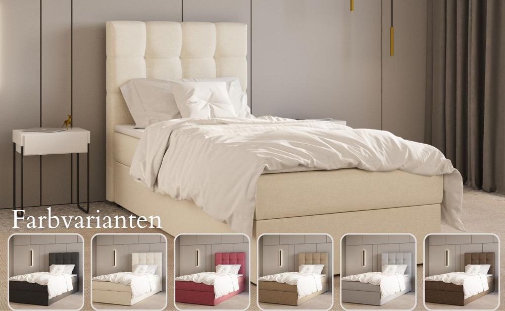 Kontinentalbett, Boxspringbett, Bett mit bettkasten, Bonell-Matratze und Topper, Doppelbett - Boxspringbett 05 - 140x200 - Schwarz - Hugo 100