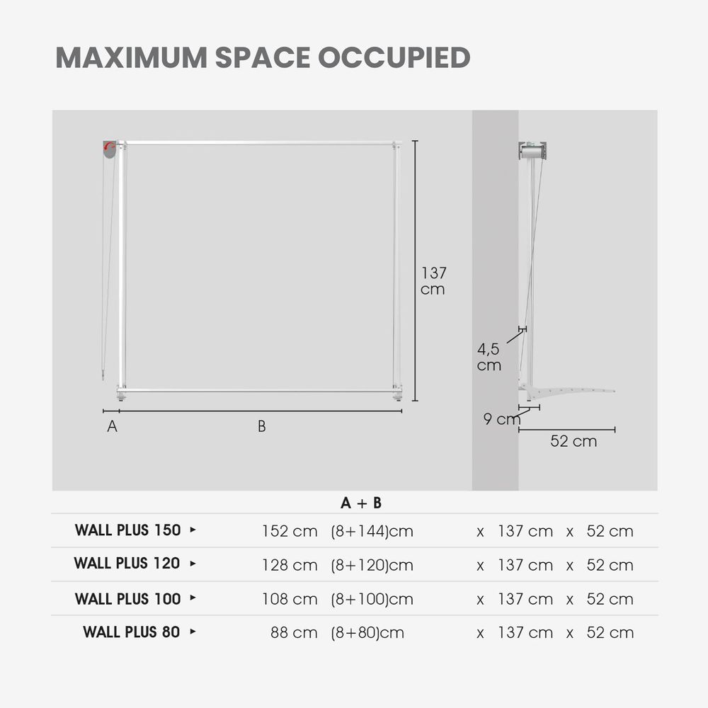 Wand-Wäscheständer mit Gitter, ideal für Balkon, Bad oder Waschküche – Foxydry Wall 152 cm Weiß