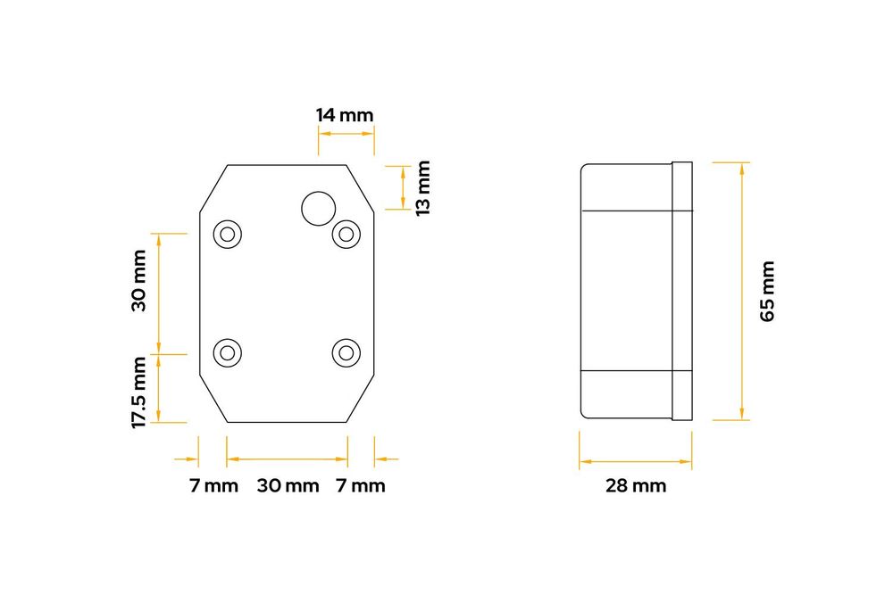 ASPÖCK FLEXIPOINT LED Umrissleuchte universal 12 V 65x 44x 28 mm IP6K9K E24 ADR Zone 2 mit Halterung 0,5 m Kabel für Anhänger