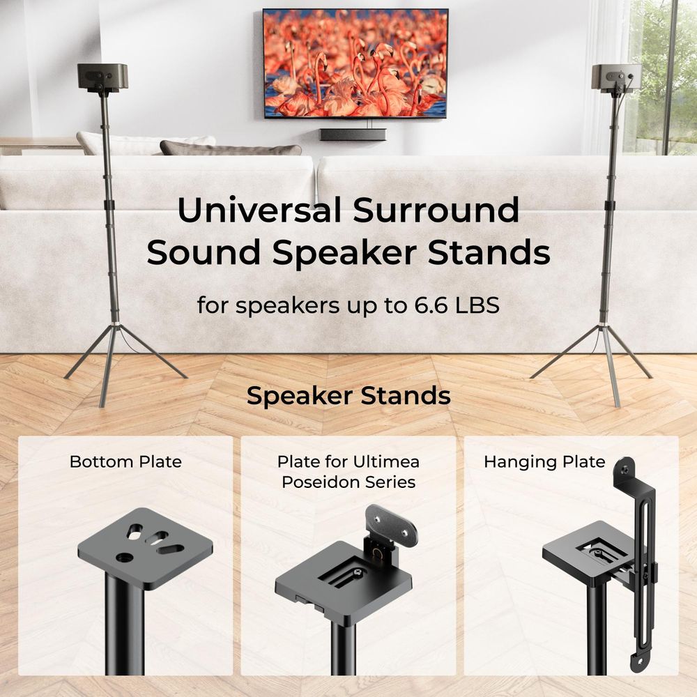 ULTIMEA Poseidon D80 Boom + Speaker Stands Soundbar, 7.1kanálový soundbar s Dolby Atmos, bezdrátovým subwooferem a stojany na reproduktory
