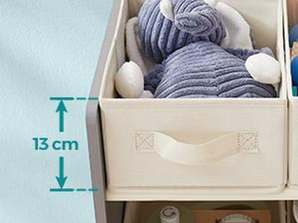 SONGMICS Kinderregal, mit 9 Aufbewahrungsboxen aus Vliesstoff, geräumig, taubengrau