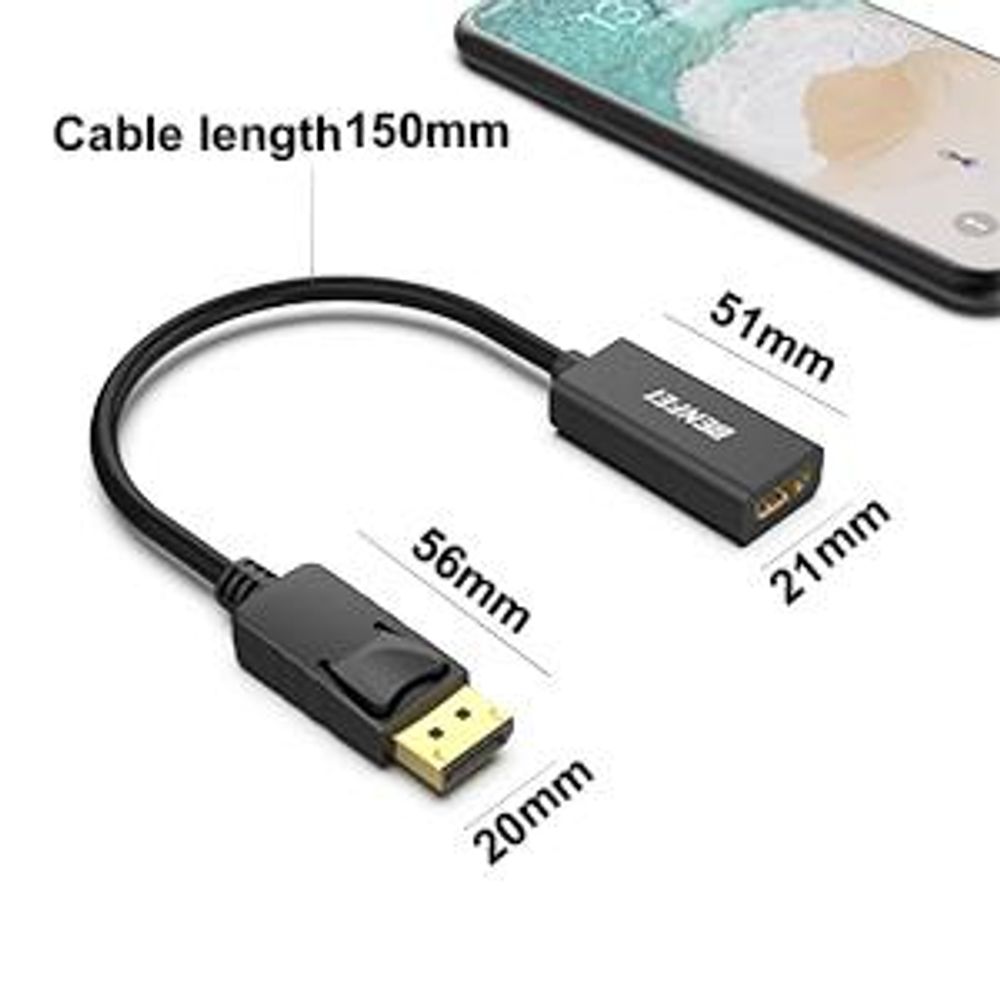BENFEI Kabeladapter DisplayPort auf HDMI Adapter 4K 30Hz Konverter