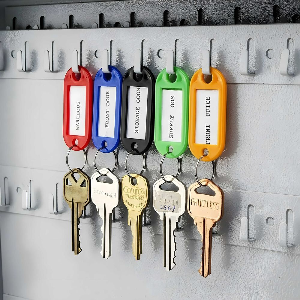 100 Stück Schlüsselanhänger zum Beschriften Schlüsselschilder Set Schlüsselringe Bunten Farben Farbige Beschriften Kunststoff Etiketten Retoo