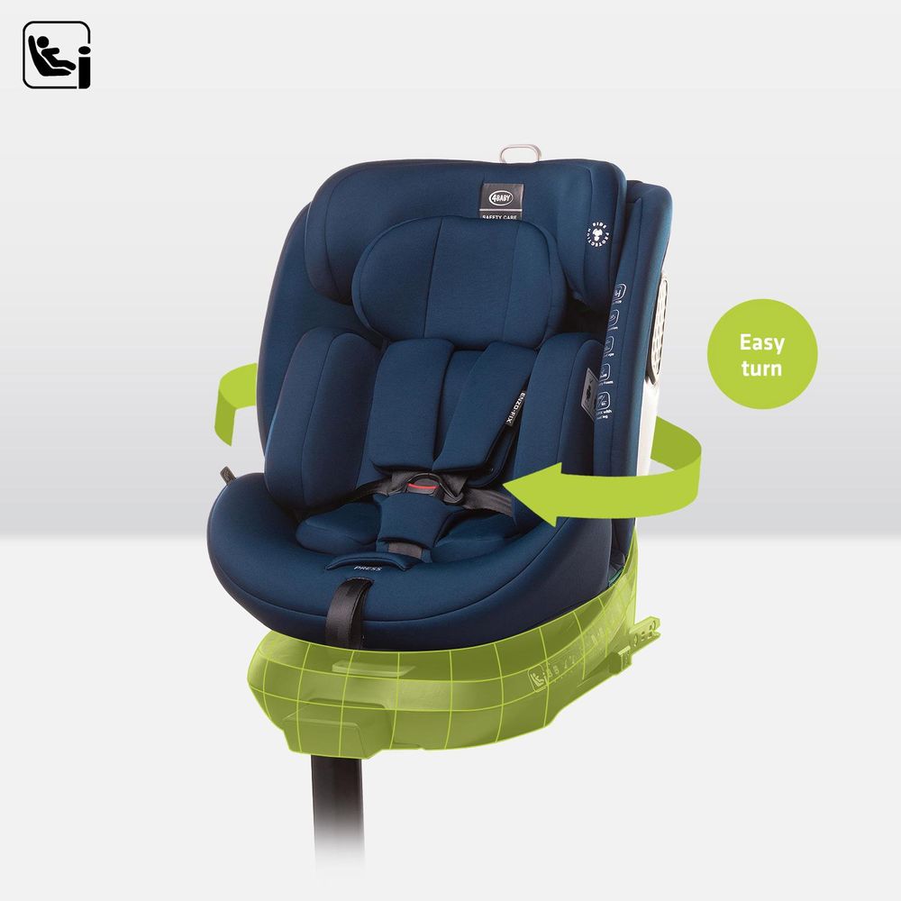 4Baby | Kindersitz - 360° Drehbar - mit ISOFIX, I-SIZE, 40-150 cm, zusätzlicher Seitenschutz, vorwärts- und rückwärtsgerichtet - Blau - ENZO-FIX