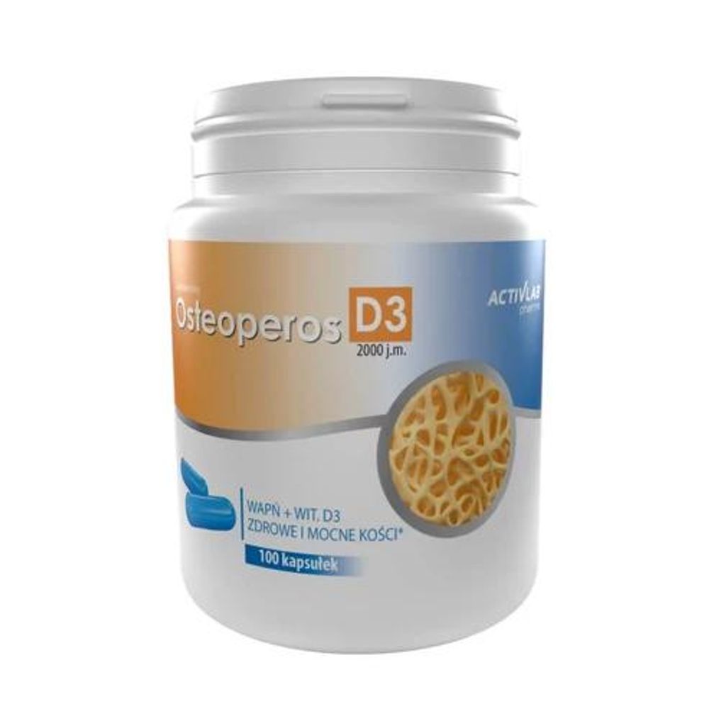 Activlab Pharma Osteoperos D3 2000 IU, 100 Kapseln, Calcium + Vitamin D3, Knochen, Zähne, Calciumaufnahme