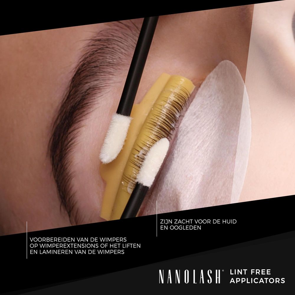 Veloursapplicators voor wimpers en wenkbrauwen Nanolash 50 stuks - wegwerpwimperapplicators