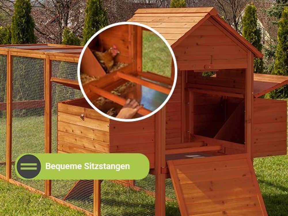 MyAnimal Hühnerstall XXL MH-22 | Für 8 Hühner - Hühnerhaus Zweistöckig  - 2 Sitzstangen  - 2 Nistkästen - Eiablage - Freilaufgehege (Grau 2.0)