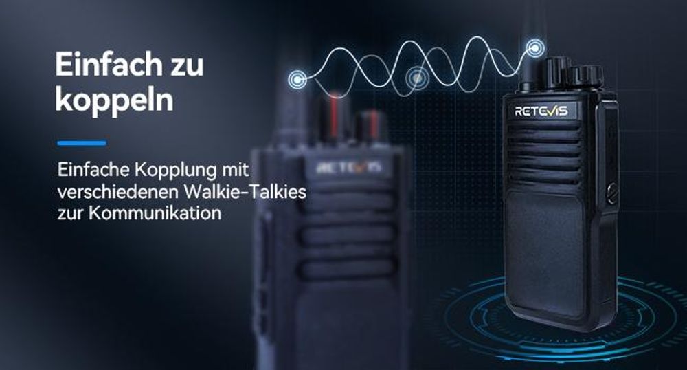 Retevis P62 Walkie Talkie Wasserdicht IP68, Langstrecken Funkgerät mit Lautsprechermikrofon, Dual Band Mann-Down-Alarm, 2500mAh Profi Funkgeräte Set