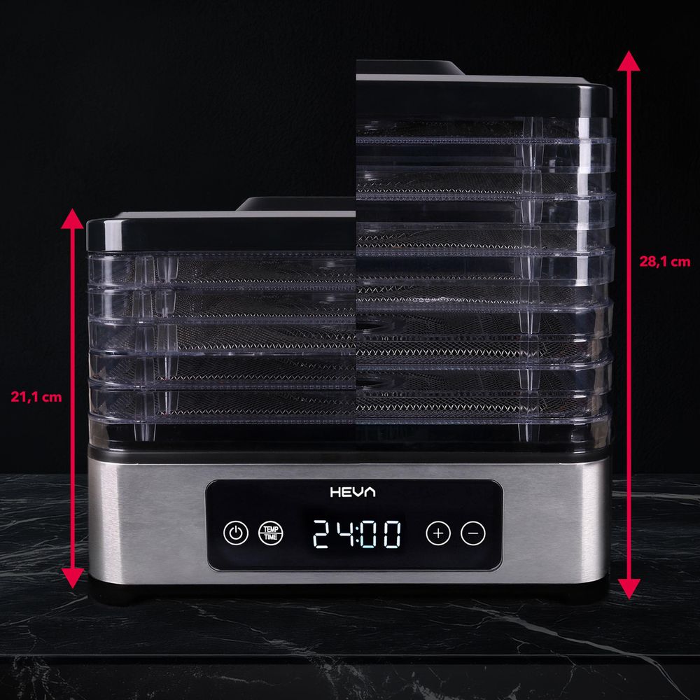 HEVA NIVA Suszarka do grzybów żywności 450 W 6 sit stal nierdzewna Timer LED