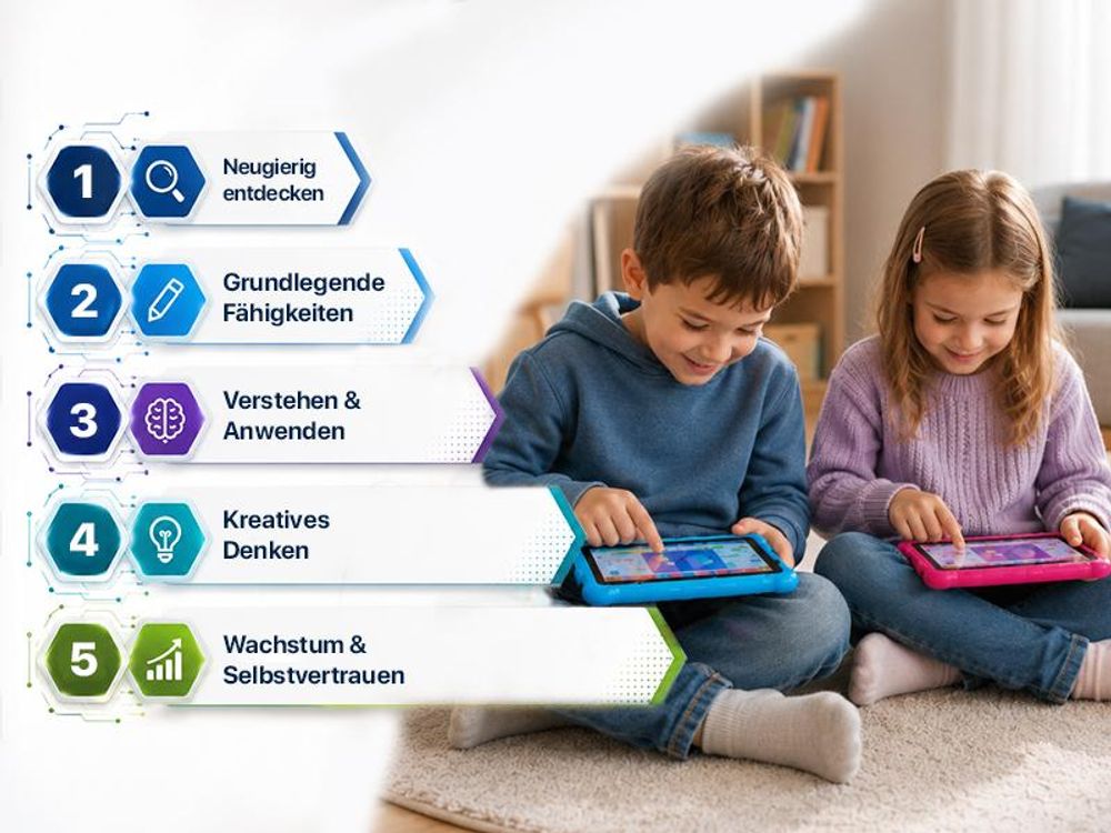 AngelTech Kindertablet SLIM - Android 15 - 3+4 GB RAM - 32+64 GB - 7 Zoll Kindertablet - Elterliche Kontrolle- Blau