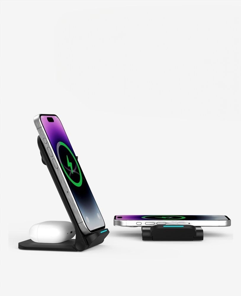 Induktionsladegerät - kabelloses Ladegerät - 3-in-1 - USB-C - für Apple Samsung - für Smart Watch - QI - 15 W
