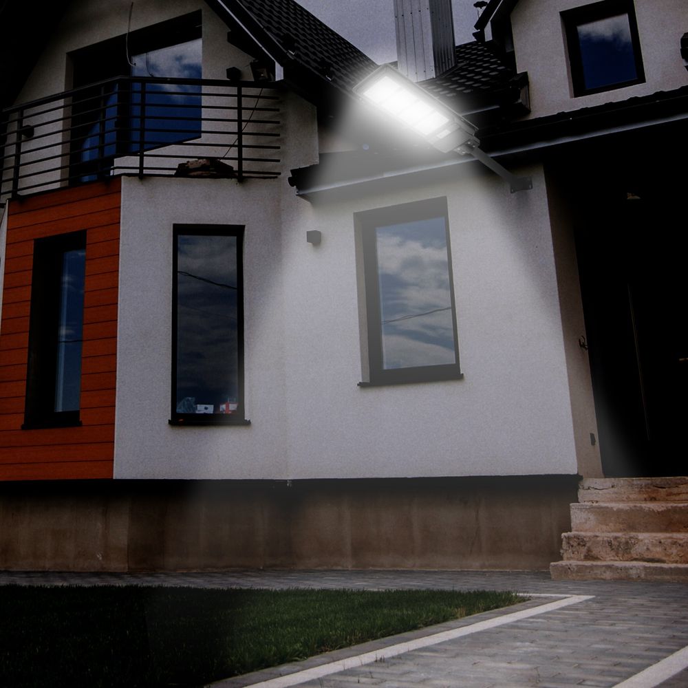 Solar Straßenlampe 360W mit Bewegungssensor LED 6000K Wandleuchte Außen Straßenleuchte mit Fernbedienung Sicherheitslicht Dämmerung Morgengrauen Retoo