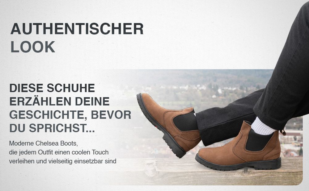 PAULGOS Herren Chelsea Boots Echtes Leder, Stiefeletten Größe 39-47 in 3 Farben