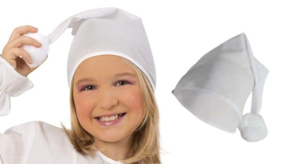 Kinder-Kostüm Nachthemd, langes Schlafhemd weiß mit passender Mütze (104/116)