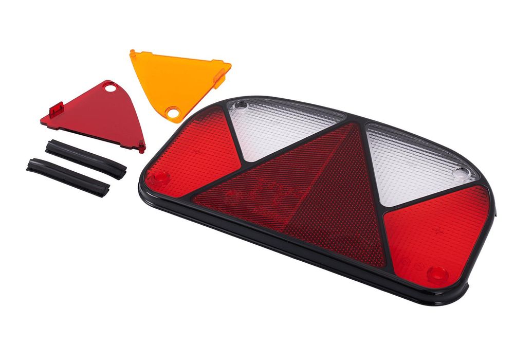 ASPÖCK Multipoint II Lichtscheibe Ersatzglas Universal 240 x 140 mm 6 Funktionen Links Rechts Anhänger E9 für Anhänger passend