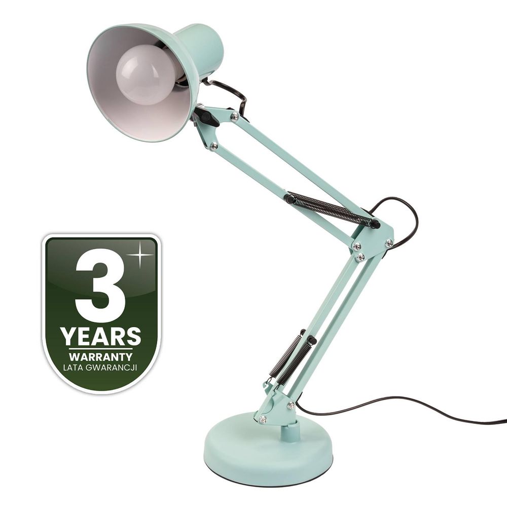 LUMILED Schreibtischlampe Pastellblau Metall E27 Fassung Verstellbarer Arm mit Klemme Retro klassisch Leselampe Tischleuchte Tischlampe Arbeitsleuchte Nachttischlampe Kinderzimmer Arbeitszimmer