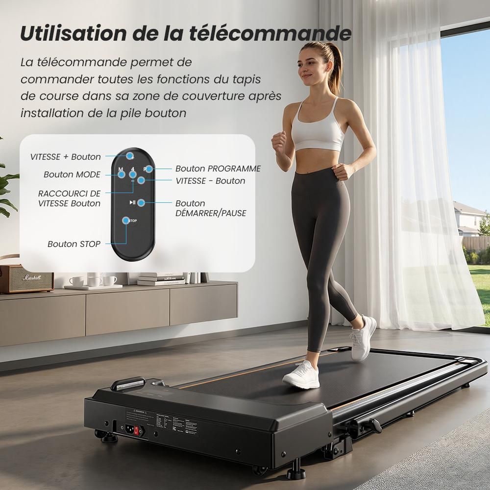 FT41 Tapis roulant 2-en-1,2.5HP, 1-10 km/h, 0-12% inclinaison manuelle, <40 dB,8 amortisseurs en silicone