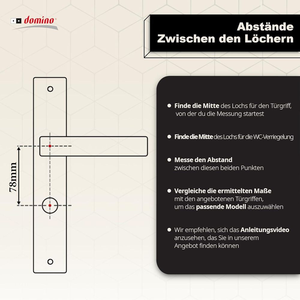 DOMINO Türgriff 78 Drückergarnitur WC - Badezimmer Set | Links & Rechts Türbeschlag für WC/Badezimmertüren | L-Form | Aluminium |Silber | ENIGMA M6/M9