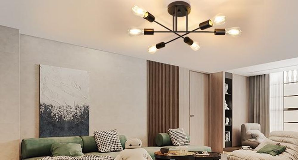ZMH lampa sufitowa 6 zródeł światła lampa sufitowa E27 lampy sypialniane czarna lampa do salonu korytarza balkonu kuchni bez żarówek