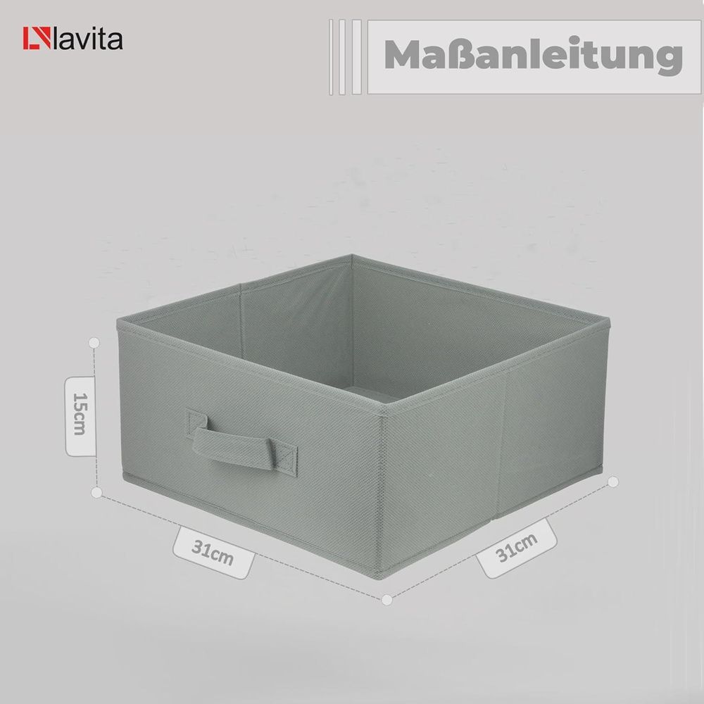 Lavita Storage Box | faltbare Aufbewahrung Boxen 31 x 31 x 15 cm | Schubladen-Organizer Box| Ordnungssysteme für Kleidung | Kleideraufbewahrung & Organisation | hellgrau | 1 stück