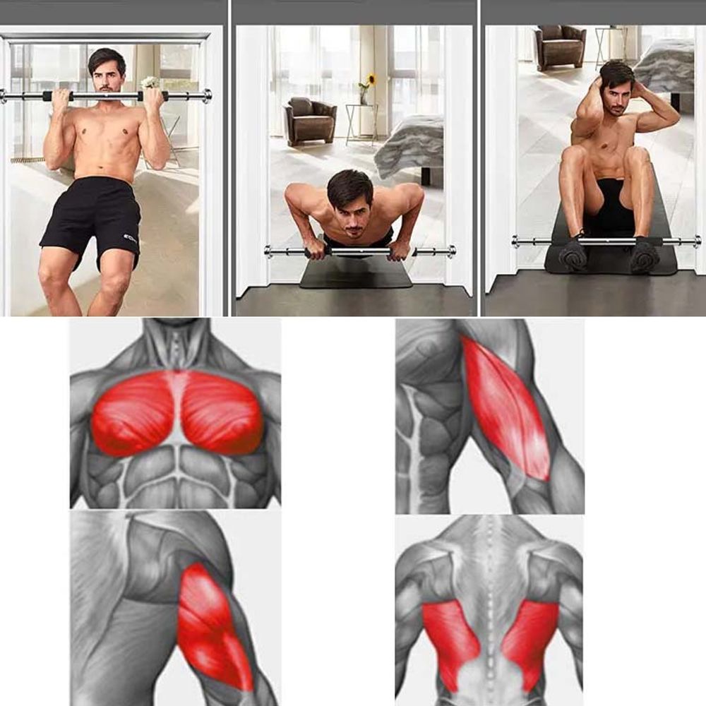 Klimmzugstange Türrahmen 100cm Klimmzug Sicher Türreck mit Absturzsicherung Stangen Absturzsicherung bis 350 kg Reckstange Fitness Pull Up Bar Retoo