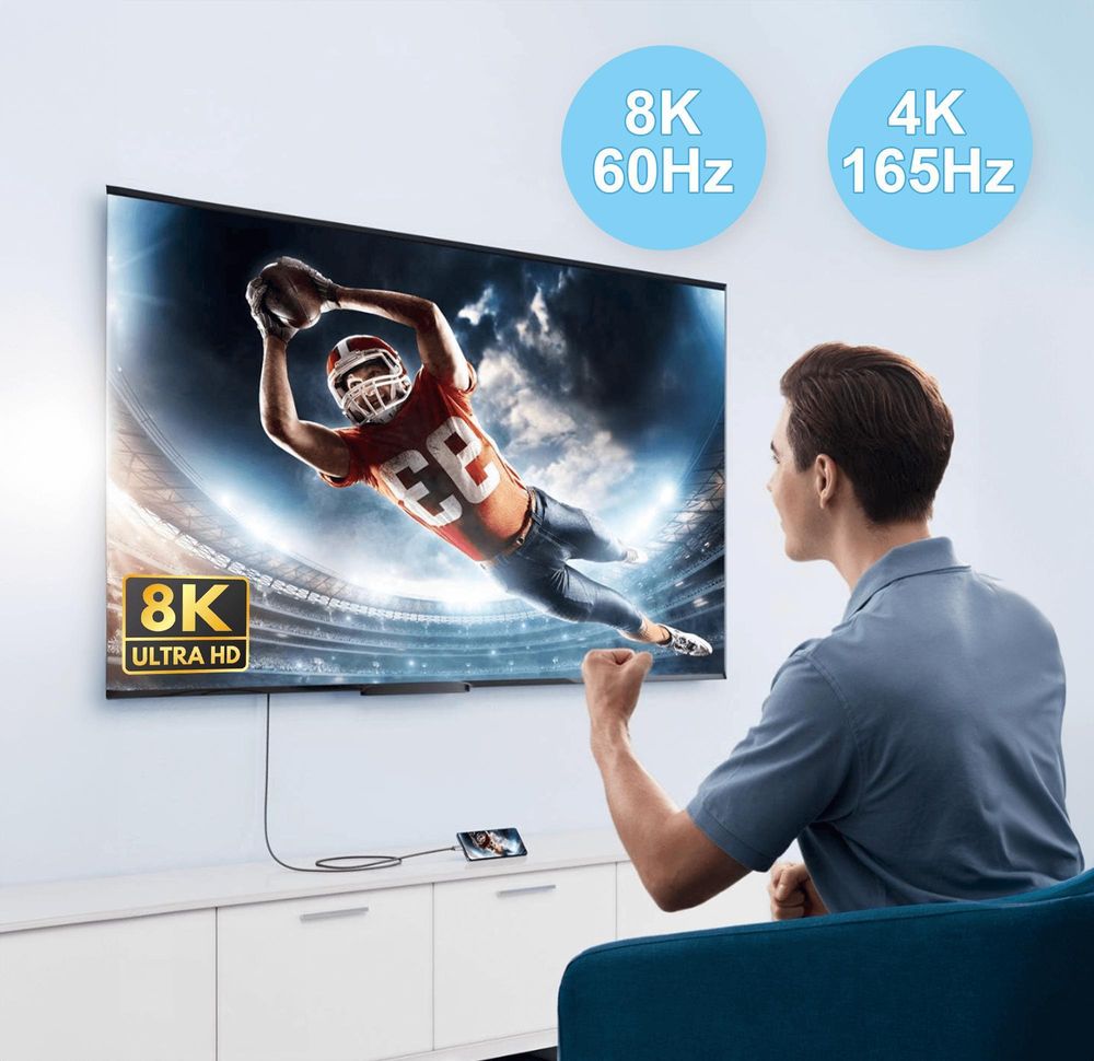 Reagle USB-C HDMI 2.1 Adapter Kabel – 8K 4K 165 Hz 48 Gbps MAC MHL – für MacBook Monitor TV