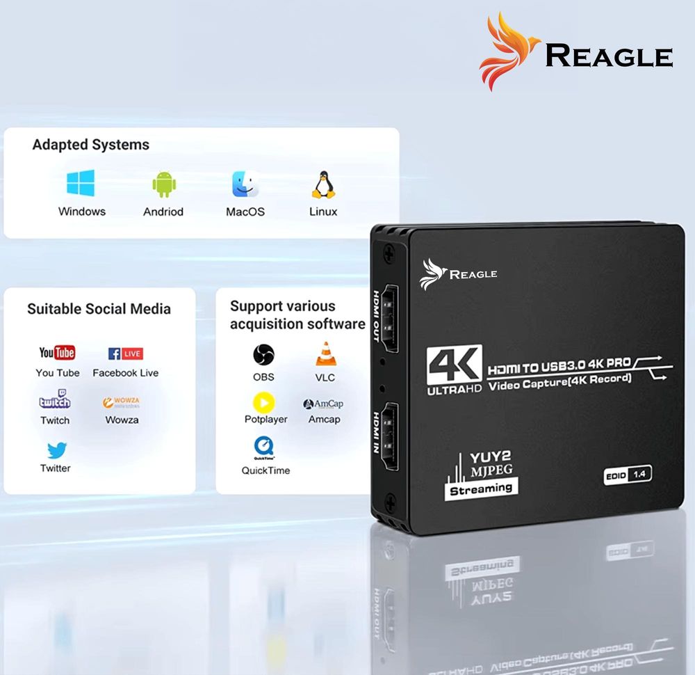 Video Grabber Hdmi Capture Card Usb 4K 60Hz Yuy2 Obs Hdcp Für Signalerfassung Und Konvertierung Reagle