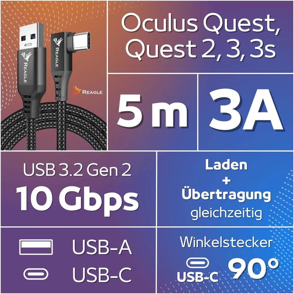 Reagle RUCA500KL USB-A auf USB-C VR-Kabel