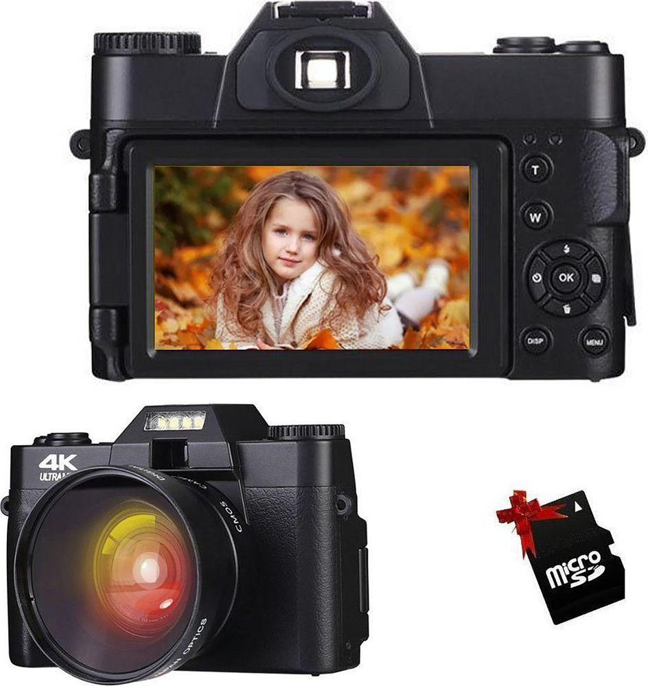 4K Ultra HD R10 Digitalkamera 16x Digitalzoom 48 Megapixel, Weitwinkelobjektiv und 6 Filter, WLAN (Wi-Fi),3,0-Zoll 180-Grad drehbarer Flip Screen Foto