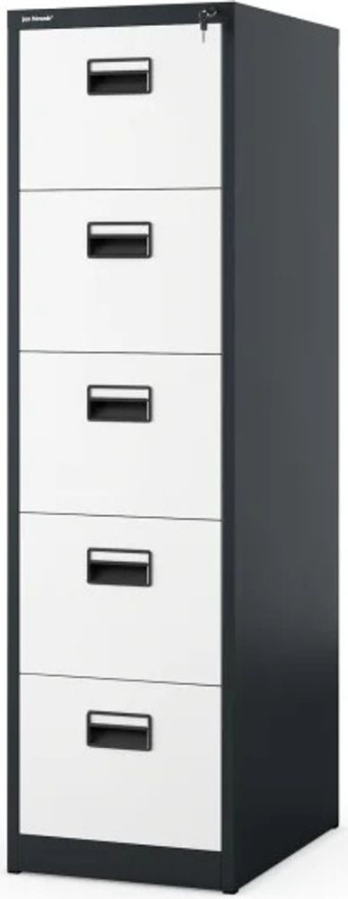 Hängeregistraturschrank Hängemappenschrank Hängeregisterschrank Aktenschrank mit 5 Schubladen Pulverbeschichtung Stahlblech 162 cm x 46 cm x 62 cm (H x B x T) (anthrazit/weiß)