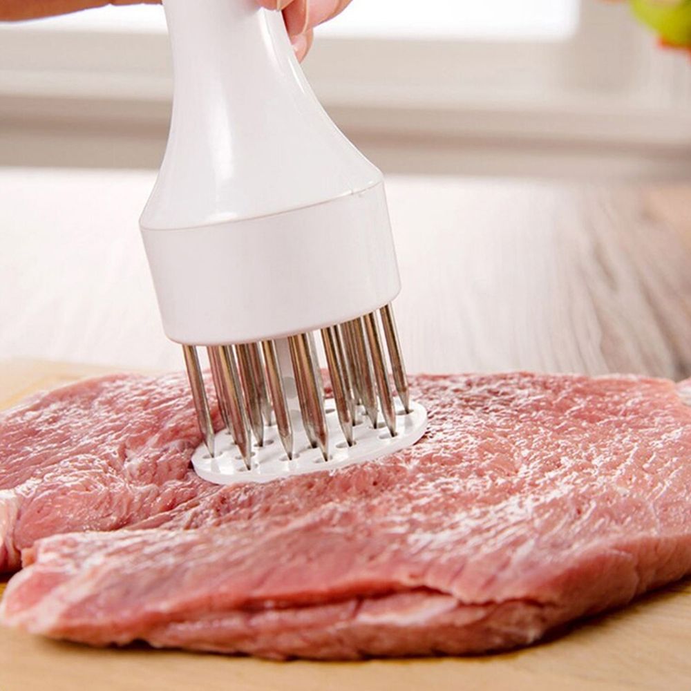 Fleischzartmacher mit 21-Edelstahlklingen Steaker Fleischklopfer Fleischstecher Fleischhammer Schnitzelklopfer Steakhammer White Retoo