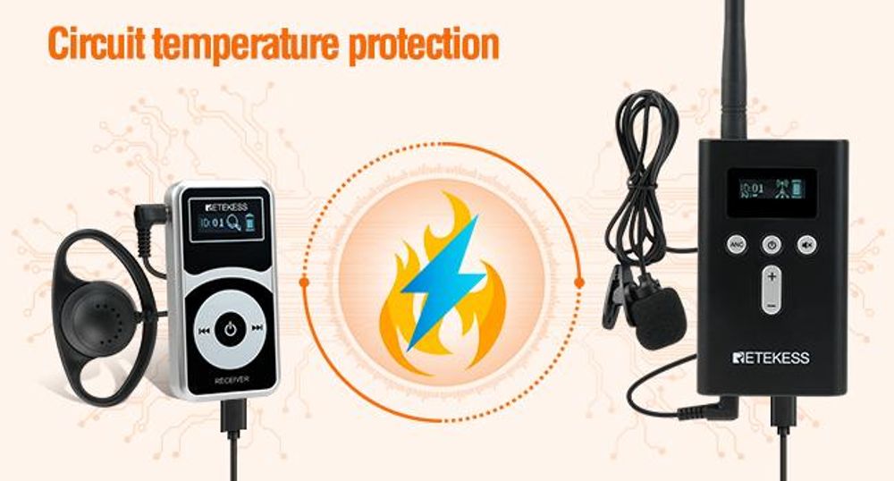 Bezdrátový průvodcovský systém Retekess T130P, T130 (3.0), stupňovitá redukce šumu, dosah 160 m, systém Audio Whisper pro turistické zájezdy, vysílačka