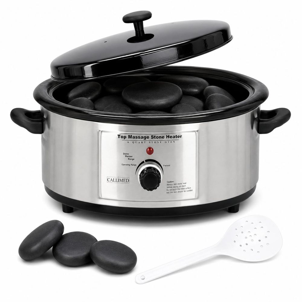 Chauffe-pierres pour massage 6 l acier inoxydable 750 W réglage de la température