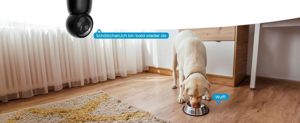 Überwachungskamera Innen, 2K Kamera Überwachung Innen, 360° WLAN Kamera Indoor, Zwei-Wege-Audio, 15M Nachtsicht, PIR Bewegungserkennung, Auto Tracking