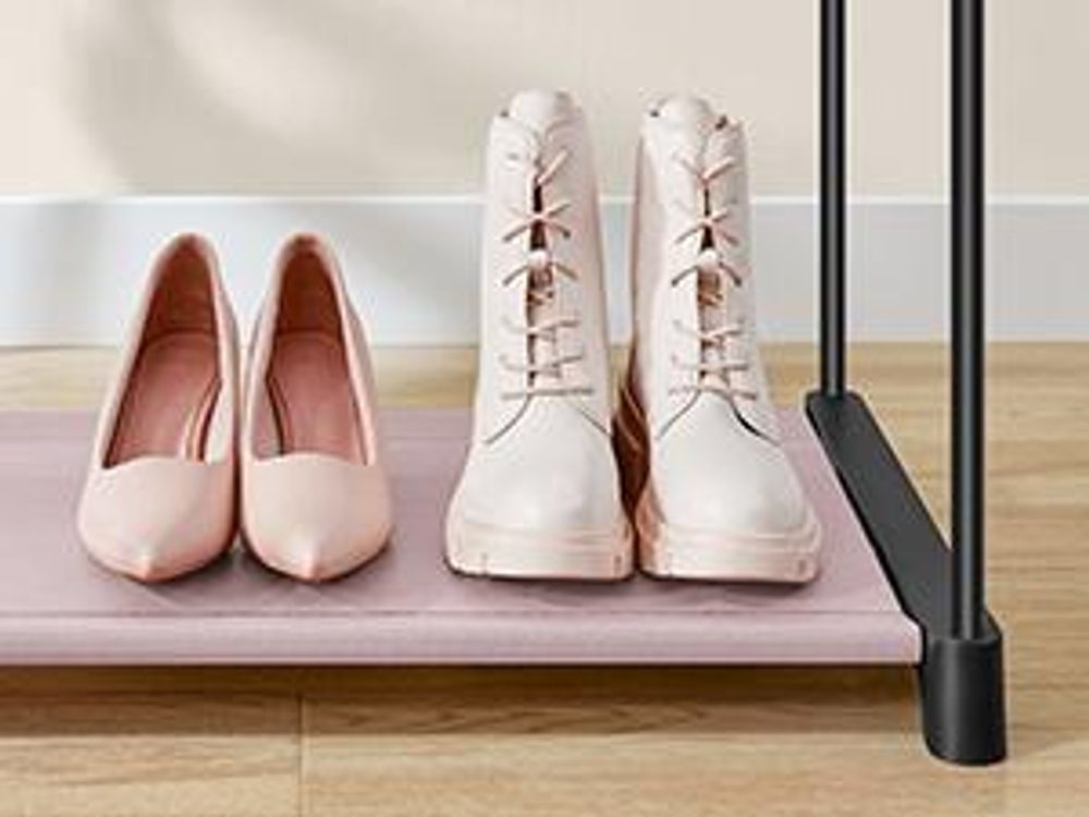 SONGMICS Kleiderschrank, mit 2 Kleiderstangen, faltbar, lavendellila