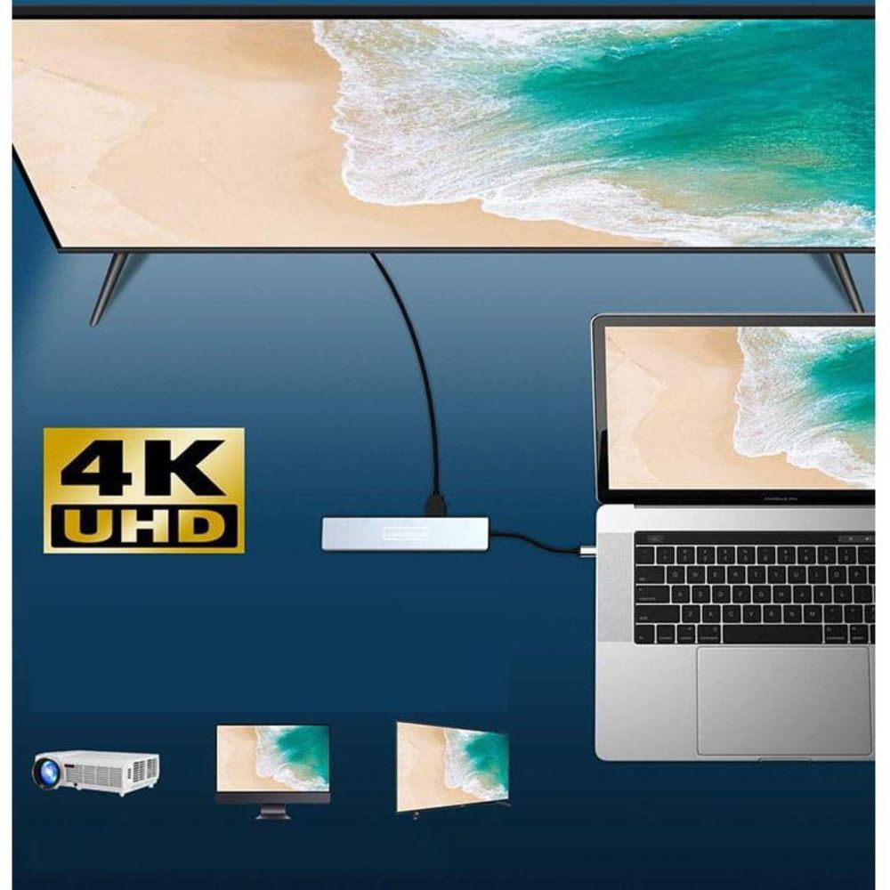 Adattatore - Hub USB-C 9 in 1 - HDMI - RJ-45 Fast Ethernet - SD - Power Delivery 3.0 - per Apple MacBook - per Andoid