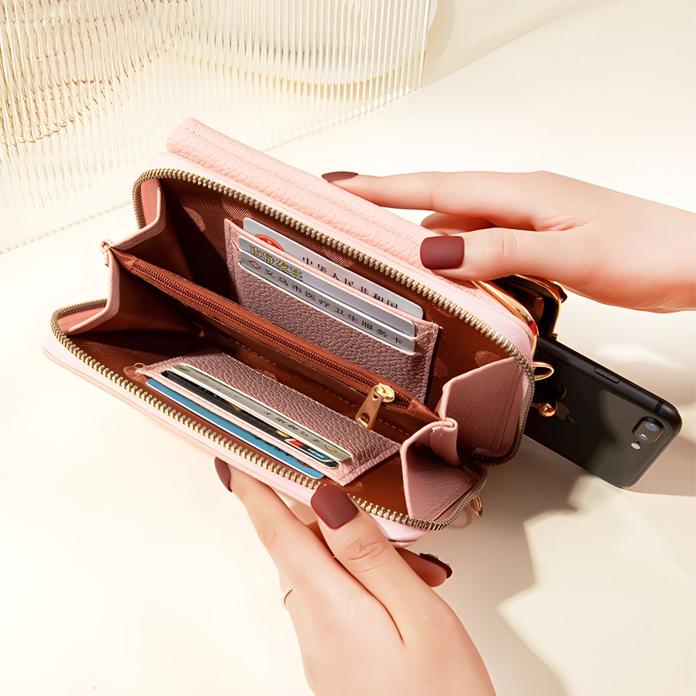Umhängetasche Damen Klein Handytasche mit Vielen Fächern Handy Mini-Tasche Kleine Schultertasche Multifunktionale Crossbody Tasche Pink Retoo