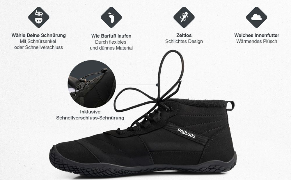 PAULGOS Winterbarfußschuhe, uni, Größe 37-47 in 3 Farben