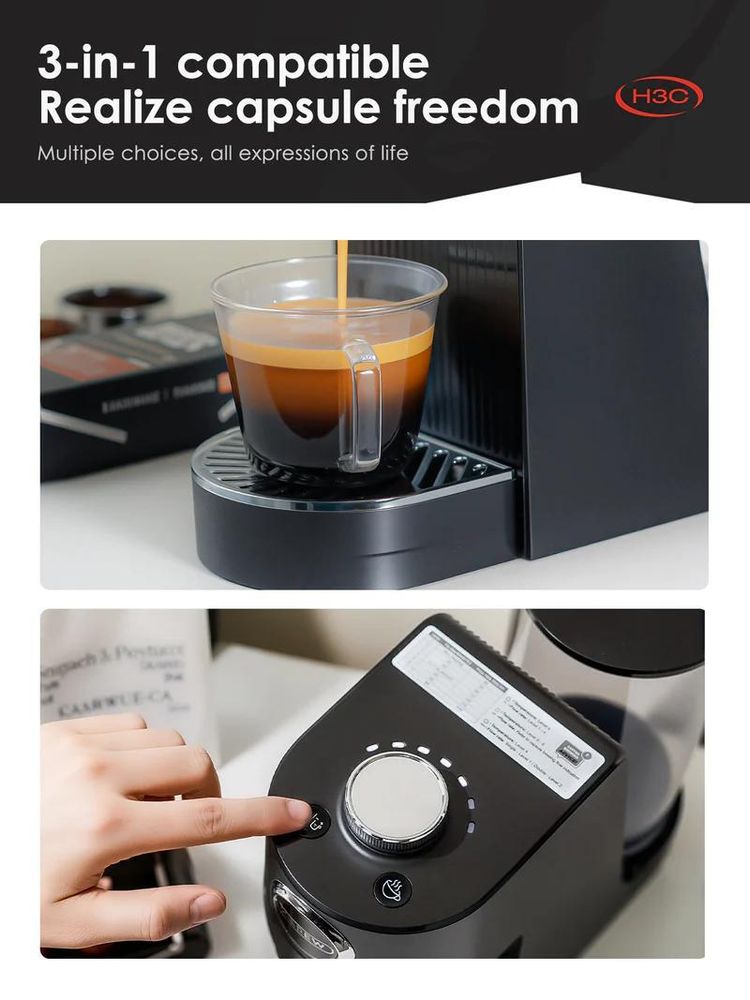 HiBREW H3C Kapsel-Kaffeemaschine 3in1, 20 bar, 1,4 L, Weiß
