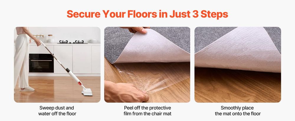 VEVOR Stuhlmatte, 765 x 1215 mm transparente Bürostuhlmatte für harte Böden, Bodenschutz für Rollstühle, rutschfest und leicht zu reinigen, glatte Unterlage für den Schreibtisch im Home Office (rechteckig), Rechteck-c, 89x140 cm