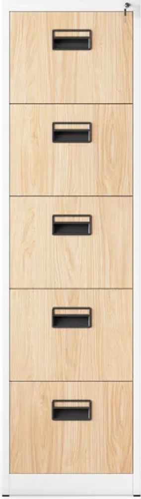 Aktenschrank Büroschrank Stahlschrank weiß-holz  163x46x62