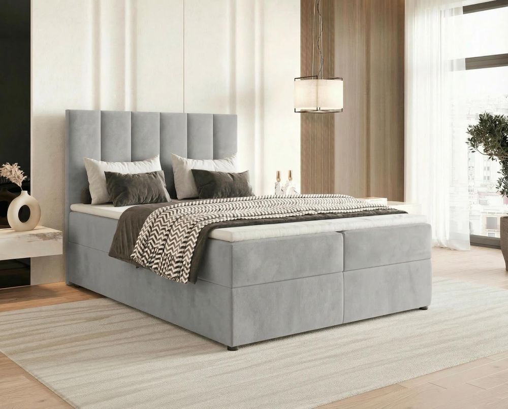 The image shows visualization of Jasmine 81 Hellgrau bed color