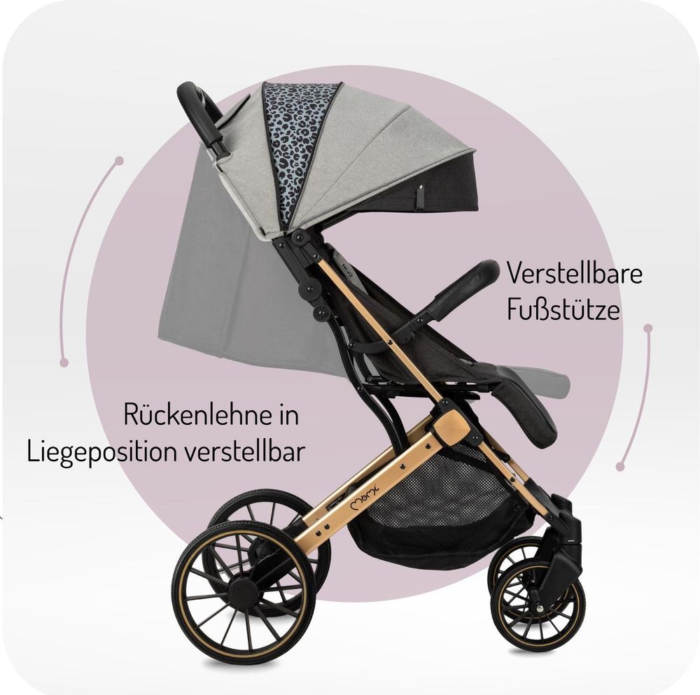 MoMi ESTELLE DAKAR Buggy Kinderwagen Bis zu 22 kg - Leicht, Moskitonetz, Schlafsack und Regenschutz - Grau
