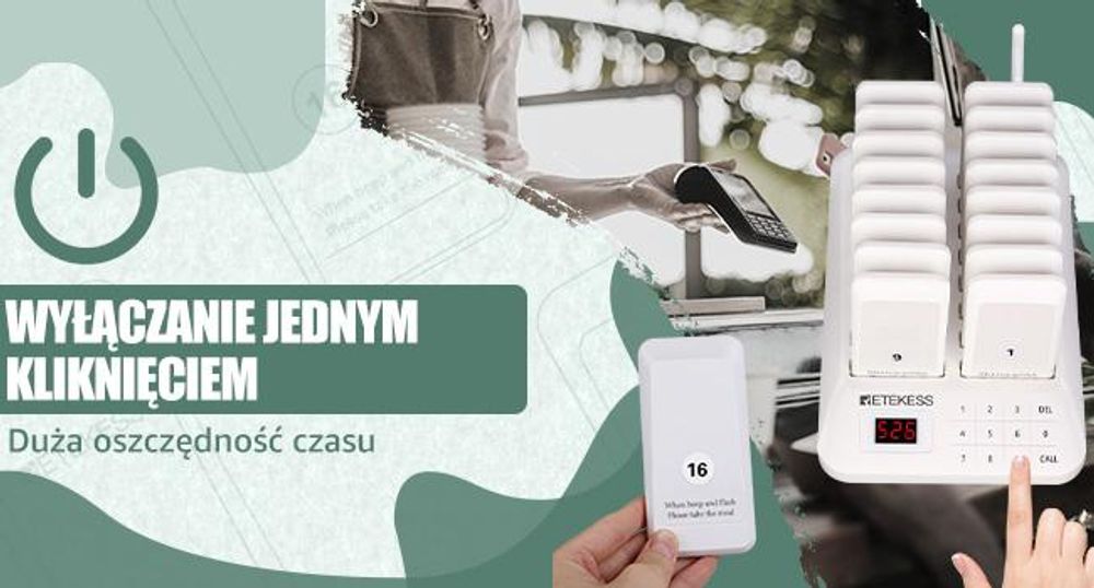 Retekess TD157 Bezprzewodowy system przywoławczy, system przywoławczy klienta z 2 trybami wywoływania + zdalne wywołanie, 16 pagerów 998 kanałów dla szpitala i baru restauracyjnego (biały)