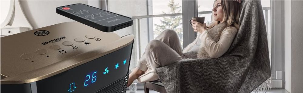 Brandson Heizlüfter energiesparend, Keramik Heizlüfter, 2000W, 2 Leistungsstufen, Überhitzungsschutz, Automatische Abschaltung, Umkippschutz, Oszillation 35°, Champagner