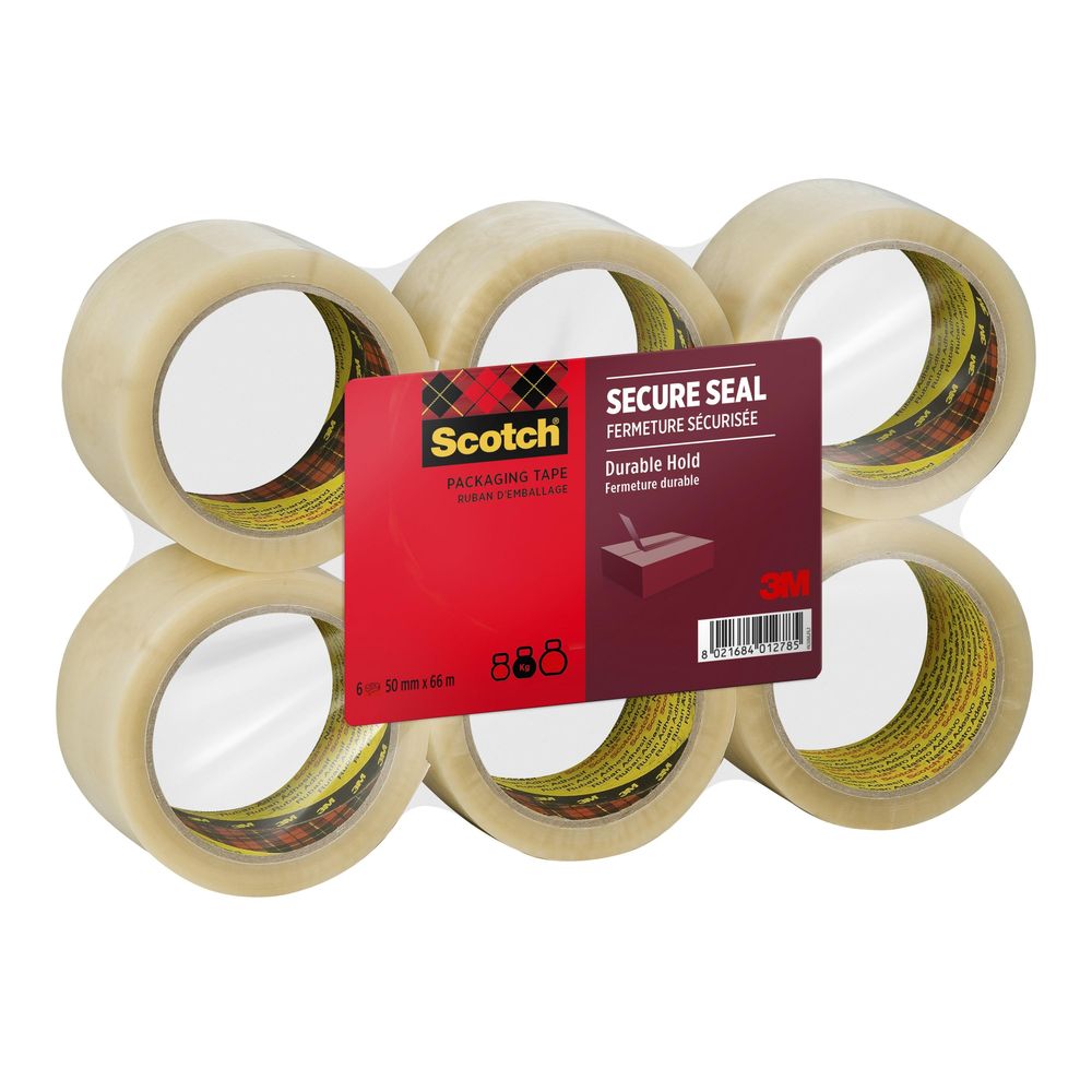 Scotch Secure Seal Verpackungsklebeband Transparent 50 mm x 66 m, 6 Rollen