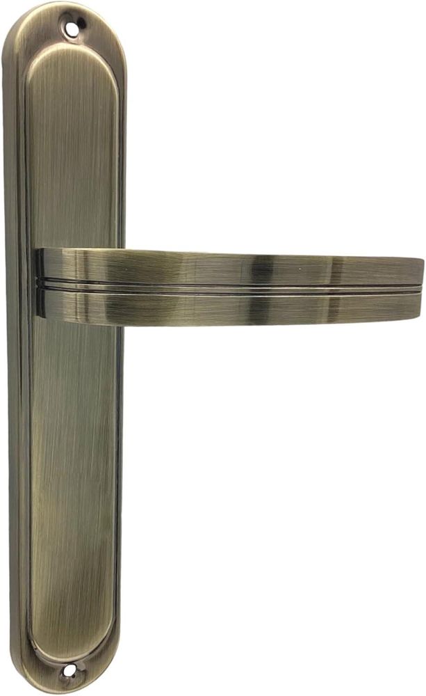 DOMINO Türgriff Blind Drückergarnitur | Langschildgarnitur | Türklinke für Zimmertür, Bürotür, Kellertür & Innentür | L-Form | Türbeschläge aus Aluminium | Bronze Türdrückergarnitur | DEKAN M3