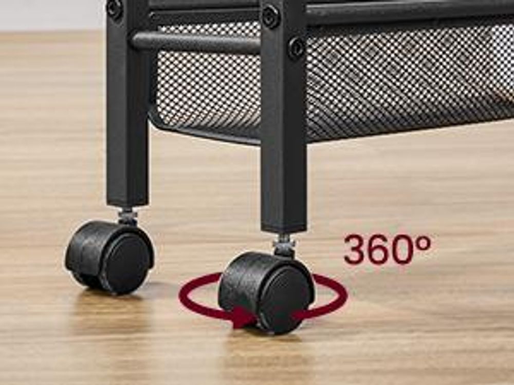VASAGLE Rollwagen, Nischenregal auf Rollen, mit 5 Ebenen, für kleine Räume, 13cm Tiefe, Schwarz