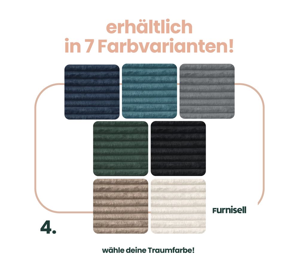 Furnisell Ecksofa L Form Cord Sofa "FANO", Braun