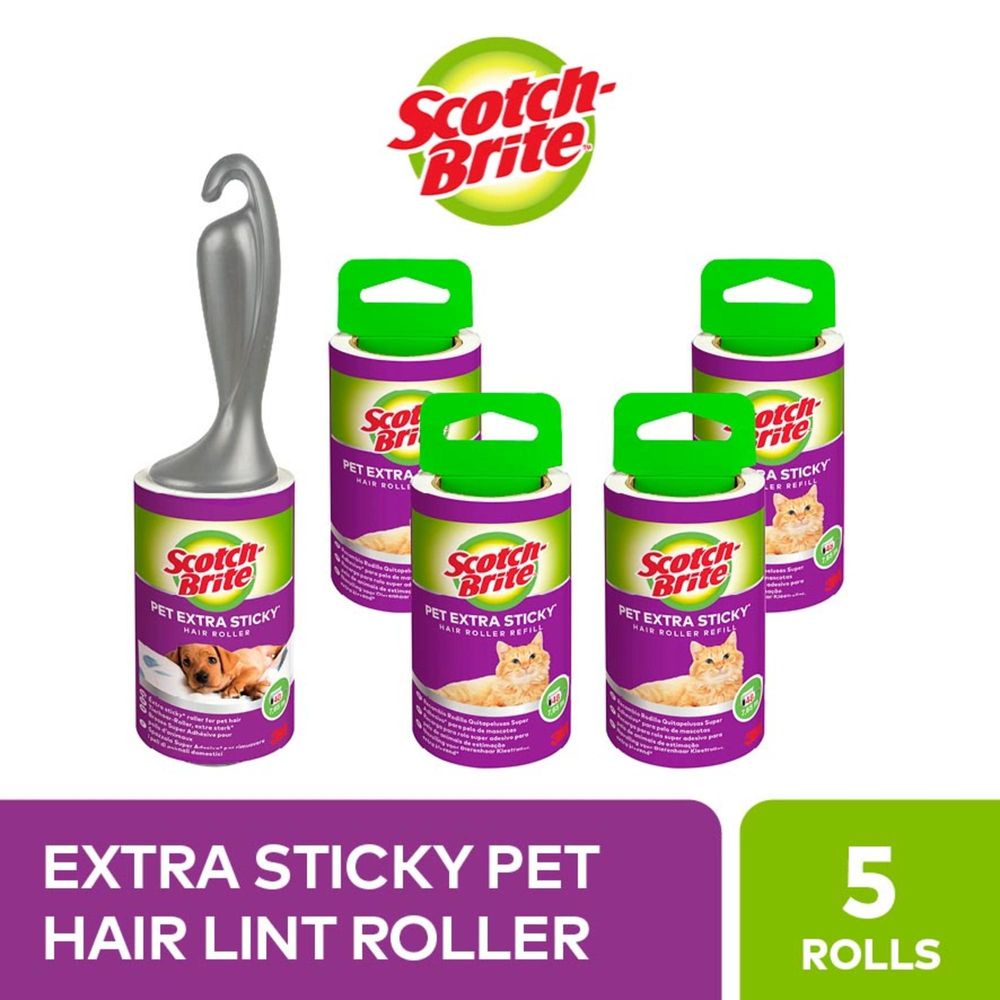 Scotch-Brite™ Pet Extra Sticky Tierhaar-Roller, 48 Blatt + 4 Ersatzrollen